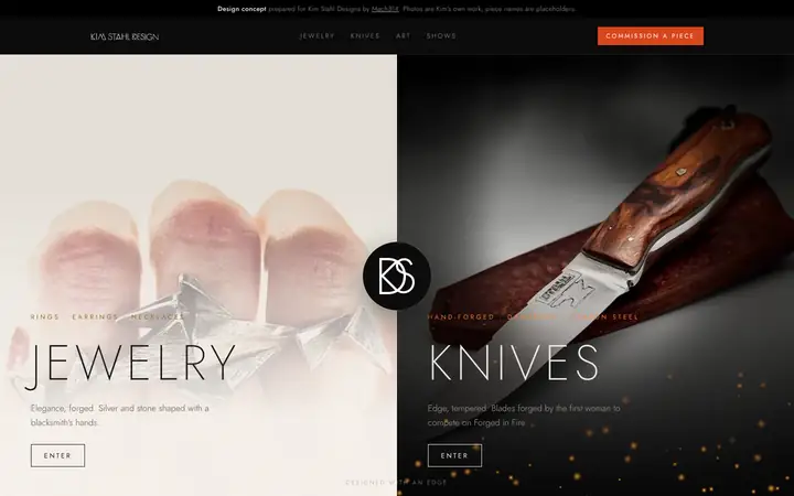 Homepage of Kim Stahl Designs